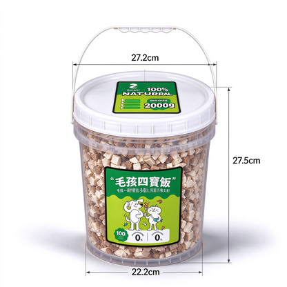 ZAZAPET - 【多寵家庭】毛孩四寶饭 巨桶裝2000g 凍乾雞肉 三文魚 鴨肉 牛肝 貓狗小食 零食 拌主糧 0添加