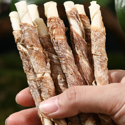ZAZAPET - 風乾鴨肉纏牛皮 天然牛皮 韌性十足 越嚼越香 寵物 磨牙零食 低敏 狗小食0添加 60g/包