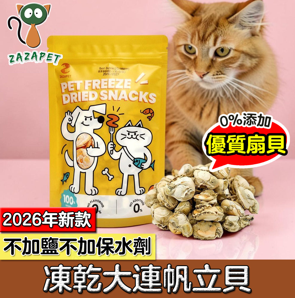 ZAZAPET - 【富含牛磺酸】凍乾大連帆立貝 無鹽 無調味 凍乾小食 小食  50g