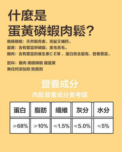 ZAZAPET - 凍乾雞肉蛋黃磷蝦肉鬆  挑嘴怪克星 寵物貓狗零食  補充營養 0添加 50g